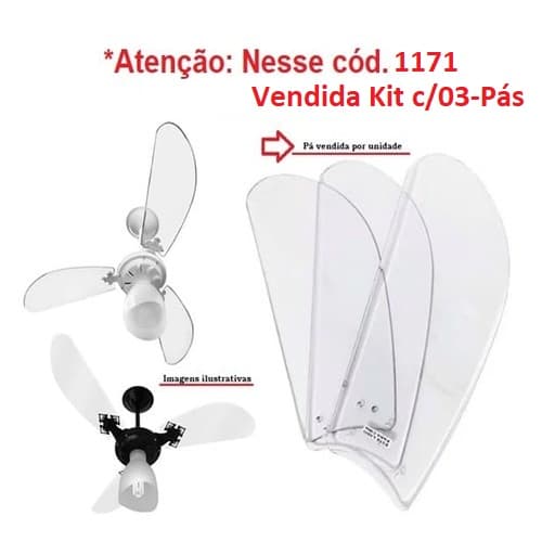 PA HELICE P/VENTILADOR VENTI-DELTA NEW LIGH DELTA CLEAN DELTA SLIM -* KIT C/03PAS *- TUBA ACRILICA/TRANSPARENTE 3FUROS P/GARRA PEQUENA - foto 1 de 3
