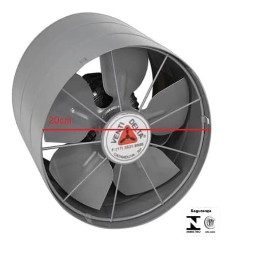 EXAUSTOR DE 20CM VENTI-DELTA BIV045W RESIDENCIAL CINZA - VAZAO 00180M3H, B/ROTACAO 1650RPM - P/BANHEIROS CLOSED - NAO ACOMPANHA CHAVE P/LIGACAO - foto 1 de 4
