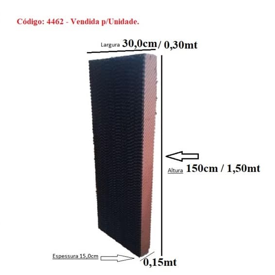 COLMEIA P/CLIMATIZADOR - ESP15,0CM X L30,0 X A/C150,0CM ROTO50 MEGA BRISA ECOBRISA - PAINEL EVAPORATIVO 15030-15 - foto 1 de 1