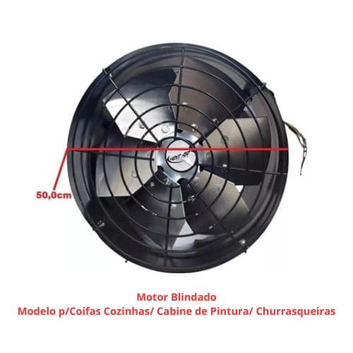 EXAUSTOR DE 50CM VENT AIR BLINDADO BIV600W BAIXA ROTAÇÃO-1650RPM ALTA Vazão-08400M3/H - SERVIÇO PESADO P/CHURRASQUEIRA COIFA CABINE DE PINTURA - INDUS - foto 1 de 4