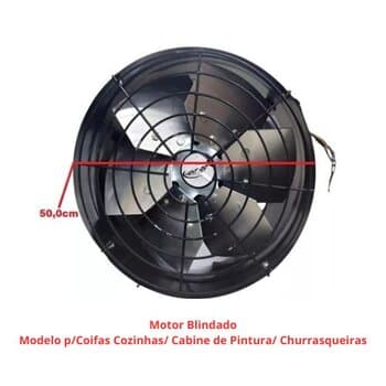EXAUSTOR DE 50CM VENT AIR BLINDADO BIV600W BAIXA ROTAÇÃO-1650RPM ALTA Vazão-08400M3/H - SERVIÇO PESADO P/CHURRASQUEIRA COIFA CABINE DE PINTURA - INDUS