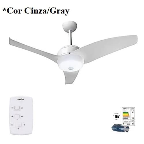 VENTILADOR DE TETO LATINA VT633 110V 130W COR CINZA CHAVE 3-VELOCIDADES - MOD.TETO M1 60HZ 230RPM - foto 1 de 2