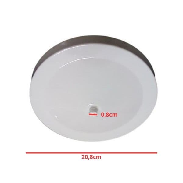 PLAFON DE ACABAMENTO P/VENTILADOR DE TETO SEM LUZ - LUMINÁRIA CEGA P/ÁREA GOURMET - PLAFON CEGO PEQUIM METAL COR BRANCA - foto 1 de 3