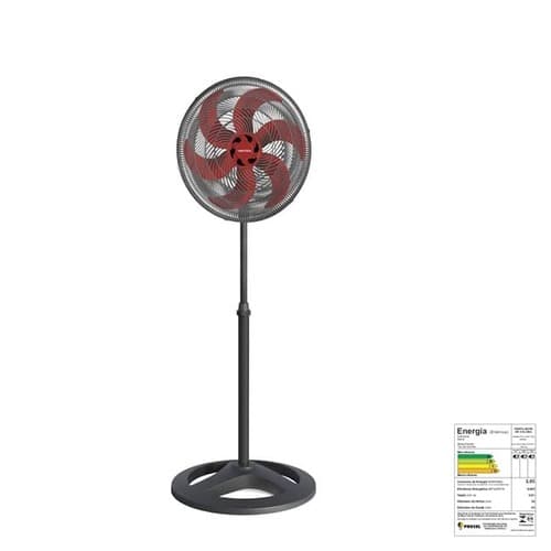 VENTILADOR DE COLUNA 030CM VENTISOL HEL-6PAS VERMELHA 220V052W03,0UF TURBO 6P PRETO PREMIUM G/PLASTICA - C/CONTROLE 3-VELOCIDADES E-8,0MM