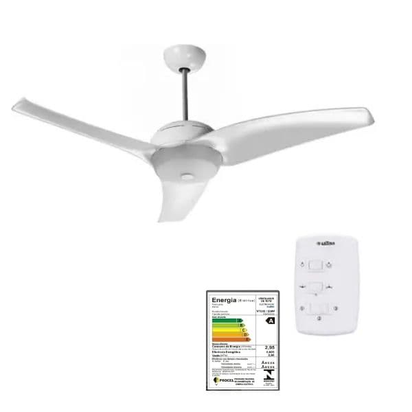 VENTILADOR DE TETO LATINA VT633 220V 130W COR BRANCA CHAVE 3-VELOCIDADES - MOD.TETO M1 230RPM - foto 1 de 2