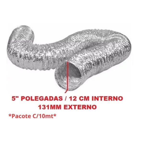 DUTO FLEXÍVEL TUBO DE ALUMÍNIO 12CM/13CM P/EXAUSTORES 131MM -PACOTE C/10MT- ALUDEC 6006 P/ATÉ 140C° 05POL"131MM - foto 1 de 2