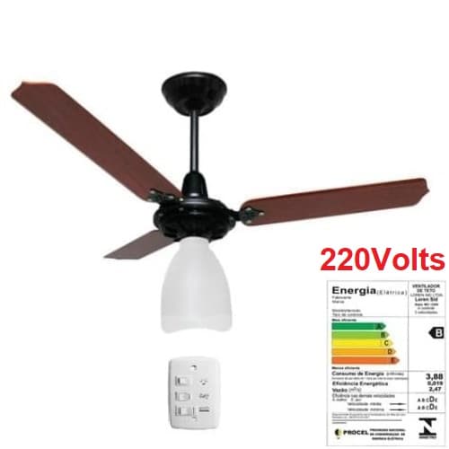 VENTILADOR DE TETO LOREN SID LUMI M3 220V 127W PRETO 3PAS MDF MOGNO CHAVE 3VEL C/CAP.03,0UF + MAIOR VENTILACAO - foto 1 de 5