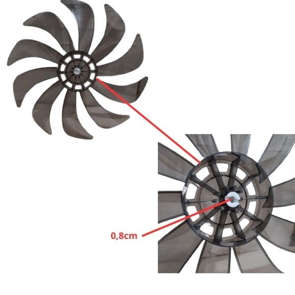 HELICE DE 50CM P/VENTILADOR VENTISOL 50CM 10PAS FUMÊ TURBO10 F08,0MM FIXAR C/PORCA R/ESQ N/PONTA DO EIXO C/TRAVA TRASEIRA - foto 1 de 2