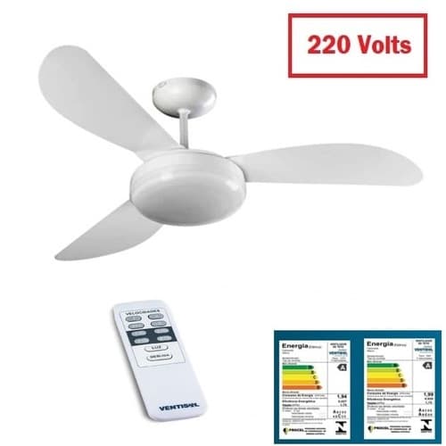 VENTILADOR DE TETO VENTISOL FENIX PREMIUM 220V 130W CONTROLE REMOTO 3VEL 3PÁS BRANCO C/LUM.P/2-LÂMPADAS - foto 1 de 3