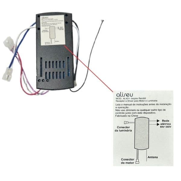 MÓDULO RECEPTOR DO CONTROLE REMOTO VENTILADOR ALISEU RETRATIL-36 MOD-AL431 BIV QJ-14-15-JH 36C3Y-370*2 3603A 5510 35W 110-245V - *APENAS RECEPTOR - foto 1 de 3
