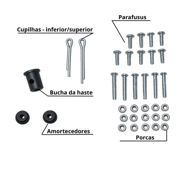 KIT MONTAGEM P/VENTILADOR VENTI-DELTA LOFT LUXO P/03PAS - C/15-PARAFUSOS +15-PORCAS +BUCHA+AMORTECEDOR+CUPILHAS - foto 1 de 2