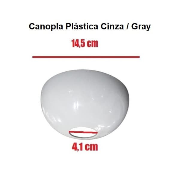 CANOPLA PLÁSTICA SUPERIOR P/VENTILADOR DE TETO LATINA - COR CINZA - DIÂMETRO 14CM - ENCAIXE EM HASTE 4,2CM - foto 1 de 3