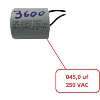 CAPACITOR 045,0UF 2FIOS RD 250VAC P/MOTOR DE PORTAO ELETRONICO, MOTOR ELETRICO, MOTOR DE ELEVACAO