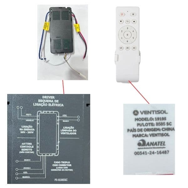 CONTROLE REMOTO P/VENTILADOR DE TETO VENTISOL INVERTER BIV KIT "TIPO-C" MÓD.RECEPTOR+MÓD.TRANSMISSOR* 9C5B - foto 1 de 2