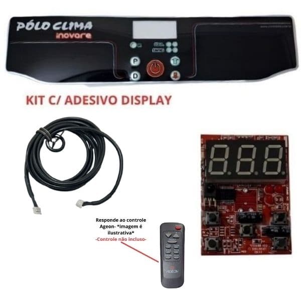 PLACA DE COMANDO CENTRAL BIVOLTS P/CLIMATIZADOR POLO CLIMA DISPLAY YF INOVARE KIT C/ADESIVO - *RESPONDE P/CONTROLE REMOTO AGEON