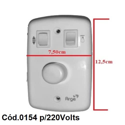 CHAVE P/VENTILADOR DE TETO ARGE ORIGINAL 220V 200W - DIMER ROTATIVO + TECLA LIGA/DESLIGA/REVERTE + TECLA P/LÂMPADA - ESP.4X2 L7,5XC12,0CM - foto 1 de 2