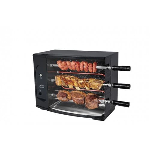 Assador Churrasqueira Rotativa Elétrica 110Volts 03-Espetos - Arke Vitta Smart - Modelo p/Uso Direto na Tomada 110Volts