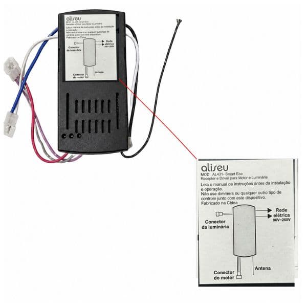 CONTROLE REMOTO VENTILADOR ALISEU SMART ECO SMART ECO+ KIT AL430+AL431-SMART ECO QJ-14-15-JH 32C3Y-475 5510 35W 110-24L - foto 1 de 3