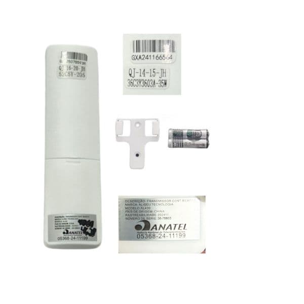CONTROLE REMOTO VENTILADOR ALISEU RETRATIL-36 KIT AL430+AL431 QJ-14-15-JH 32C3Y3603A 5510 35W 110-245V - P/MESTRE TAURUS RETRATIL 36 OU MINI RETRÁTIL - foto 1 de 3