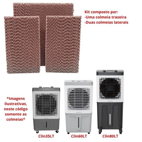 COLMEIA P/CLIMATIZADOR - E03,5X L39,0 X A/C044,0CM 1-TRAS + 2 LAT ESP.03,5X L19,0 X A/C033,0CM - KIT VENTISOL CLIN35LT CLIN60LT CLIN80LT - PAINEL E