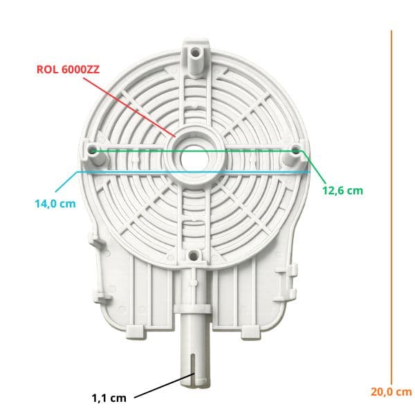 Tampa do Motor Ventilador Tron OSCILANTE NO 50/60cm Dianteira - Base de Nylon C/Cabo Osci N.O. BRANCA - Encaixe P/Rol-6000Zz - foto 1 de 2
