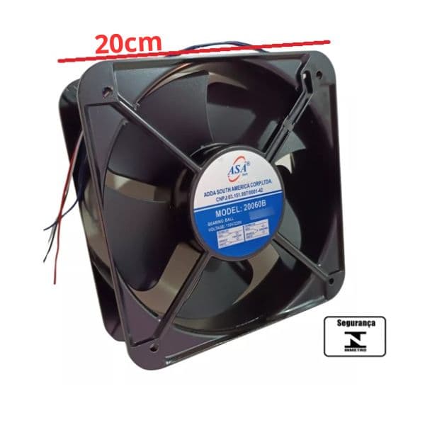 EXAUSTOR DE 20CM MICROVENTILADOR BIV-50W COOLER ASAFAN A201 20060B 200X200X60 2600RPM 00420M3/H 15,8MMQA 60DB CARCACA ALUMÍNIO - foto 1 de 4
