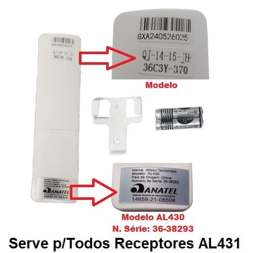 MÓDULO TRANSMISSOR DO CONTROLE REMOTO VENTILADOR ALISEU RETRÁTIL-36 MOD-AL430 - *APENAS CONTROLE P/RECEP.AL431 AL432-36C TODOS - foto 1 de 3