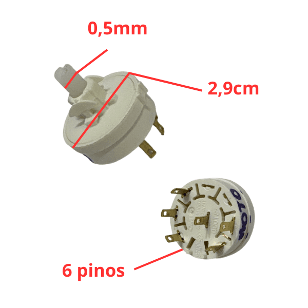 CHAVE DIMER INTERRUPTOR ROTATIVO 6FIOS 3VEL BIV A16B2E1SY MG.37000 ARNO VE55 FD40/30/NV32/MF, MONDIAL 4TERMINAIS - *SEM BOTÃO - foto 1 de 2