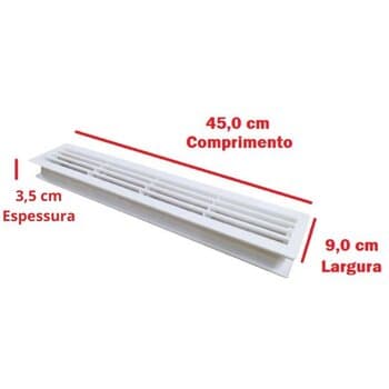 GRADE VENEZIANA 45X09CM P/VENTILAÇÃO DE PORTA - GRELHA DE PORTA MULTIVAC PLÁSTICA DE ENCAIXE - 450MMX90MM