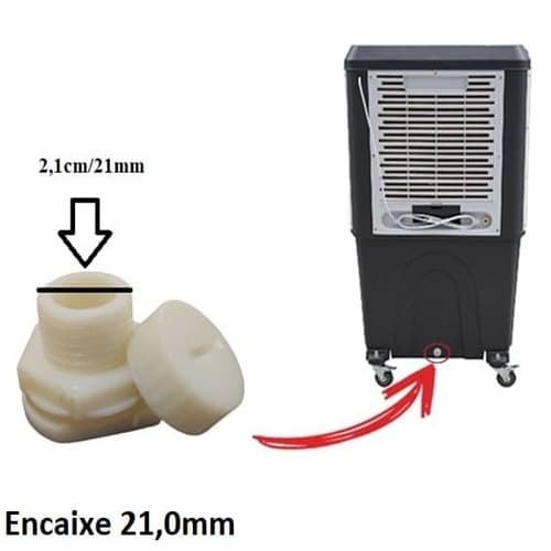 DRENO DO RESERVATORIO E21MM CLIMATIZADOR ULTRAAR ULTRA45/60/70/100 - VENTISOL CLI45/70/100PRO - KIT PORCA DE FIXACAO + ANEL DE VEDACAO + TAMPA - COMP. - foto 1 de 3