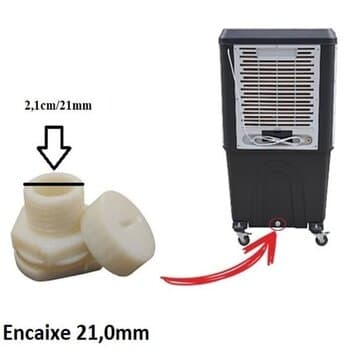 DRENO DO RESERVATORIO E21MM CLIMATIZADOR ULTRAAR ULTRA45/60/70/100 - VENTISOL CLI45/70/100PRO - KIT PORCA DE FIXACAO + ANEL DE VEDACAO + TAMPA - COMP.