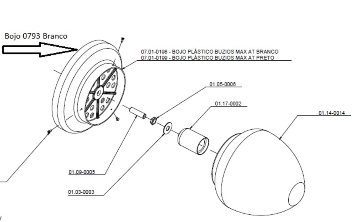 PLAFON PLÁSTICO SUPORTE P/GLOBO VENTILADOR TRON BÚZIOS MAX BRANCO - BOJO PLÁSTICO BÚZIOS MAX AT BRANCO SEM SOQUETE - foto 1 de 5