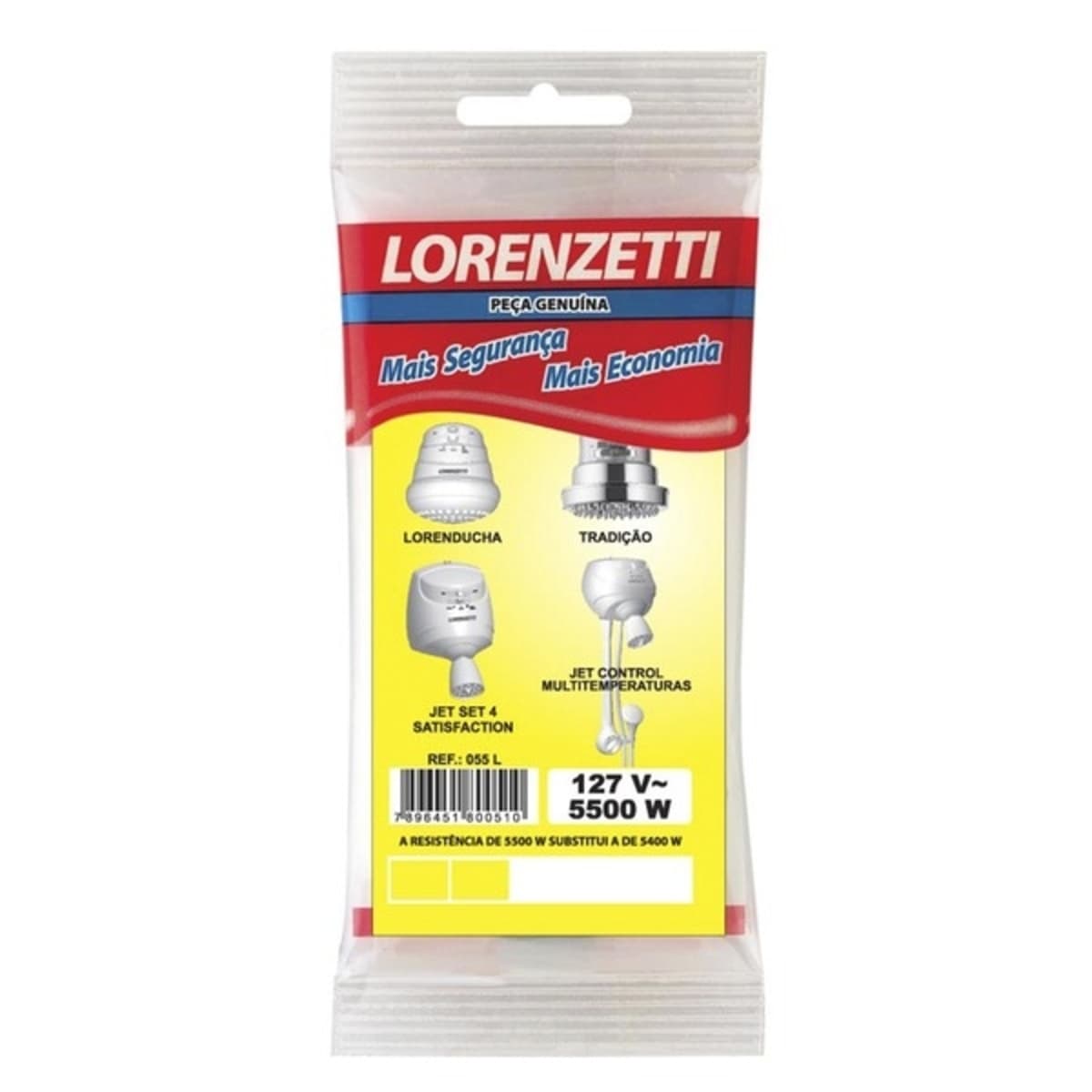 RESISTENCIA CHUVEIRO LORENZETTI 110V 5500W 055L DUCHA TRADICAO - DUCHA JET 4 - LORENDUCHA - foto 1 de 2