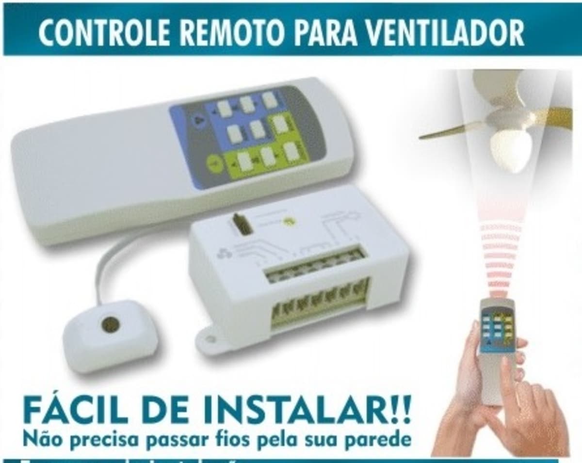 CONTROLE REMOTO P/VENTILADOR DE TETO USAR C/CAPACITOR 2FIOS - KIT PW UNIVERSAL C/RECEPTOR RF BIVOLTS * SERVE P/MODELOS ATÉ 200W - foto 1 de 4