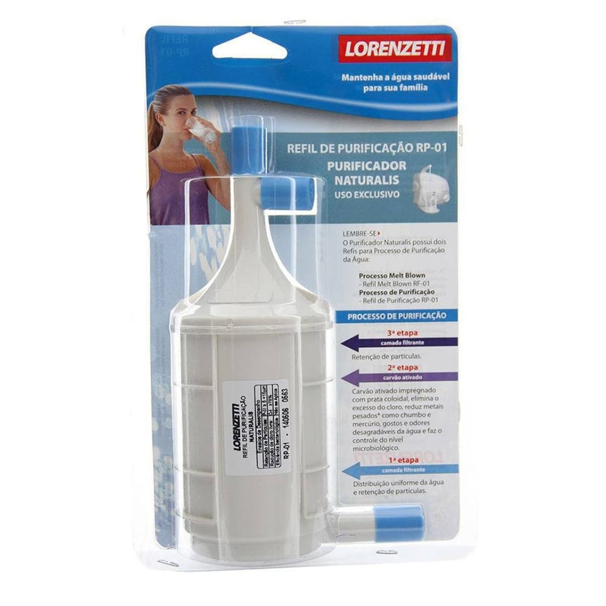 REFIL DO FILTRO PURIFICADOR LORENZETTI NATURALIS - REFIL RP-01 - REFIL PARA PURIFICADOR NATURALIS LORENZENTTI - REFIL DE PURIFICAR - foto 1 de 4