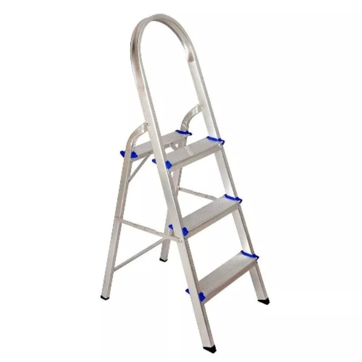 ESCADA DE ALUMINIO DOMESTICA 03 DEGRAUS - F1,21 / A1,12 / PATAMAR 66CM / PESO 2,36KG - REAL ESCADAS RESIDENCIAIS C/ALCA LONGA P/MELHOR APOIO - foto 1 de 1