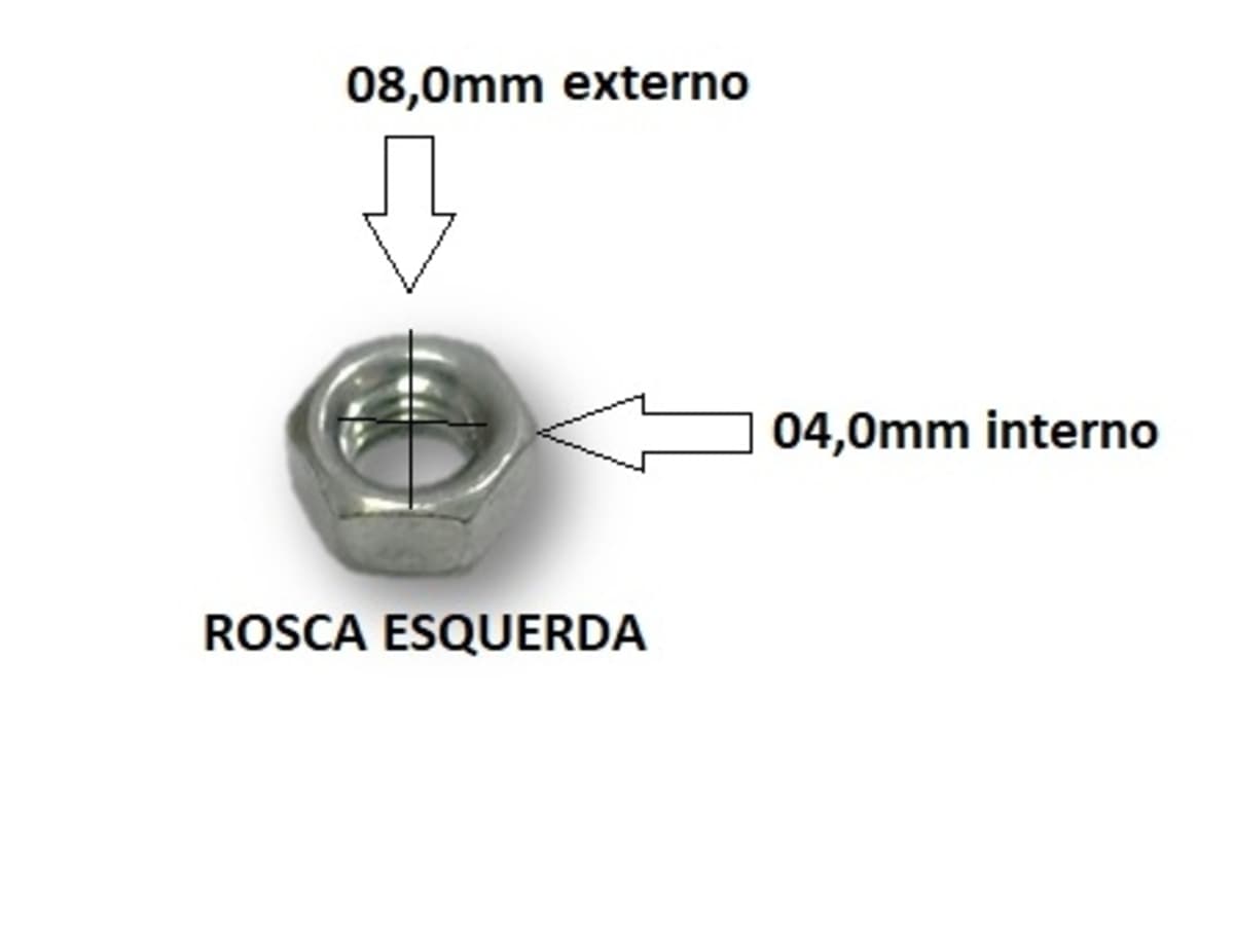 PORCA DA PONTA DO EIXO HéLICE VENTILADOR ARNO - PORCA ROSCA ESQUERDA M5X08 DIâMETRO EXTERNO 08,0MM - foto 1 de 2