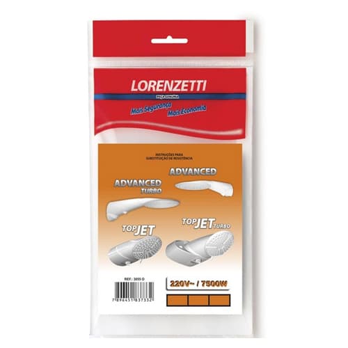 RESISTENCIA CHUVEIRO LORENZETTI 220V 7500W 3055Ó DUCHA ADVANCED TURBO MULTITEMPERATURAS - foto 1 de 2